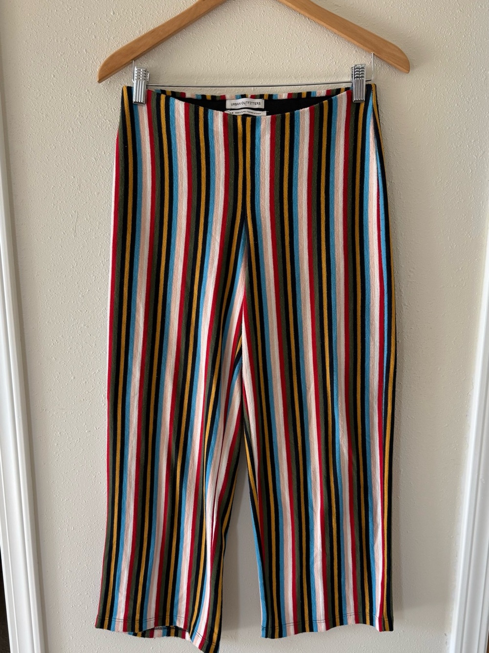 Urban Outfitters Sz Small Multicolor Vertical Stripe Hippie Wide-Leg Crop Pants